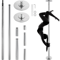 Reguliuojamas Pole dance stulpas VEVOR 282 cm, sidabrinis