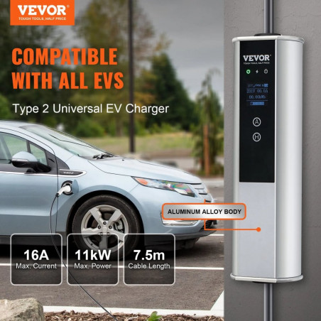 Nešiojamas EV įkroviklis VE01 Type2 11 kW 16A, LCD