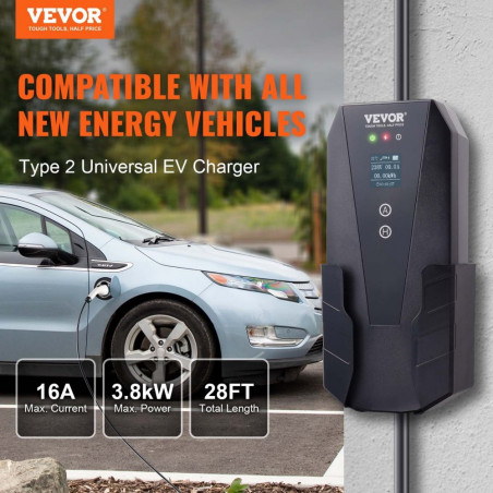 Nešiojamas EV įkroviklis VE03 Type2 3,7 kW 16A, LCD