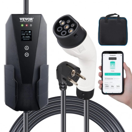 Nešiojamas EV įkroviklis VE03 Type2 3,7 kW 16A, LCD