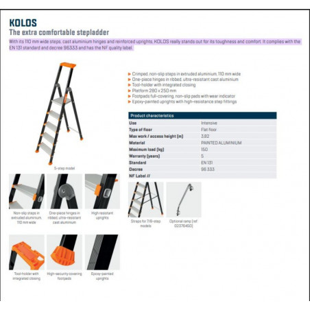 Kopėčios vienpusės profesionalios Tubesca KOLOS, 336 cm, 219 cm