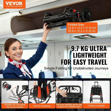 Sulankstomas neįgaliųjų vežimėlis VE02, 100kg