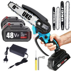 Akumuliatorinis grandininis genėjimo pjūklas UKC9 + 2 akumuliatoriai, 6 ir 8", 500W