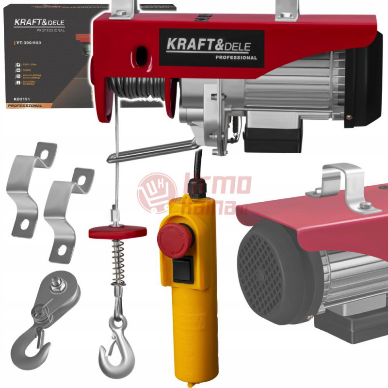 Elektrinė gervė KRAFT&DELE KD2191 300/600 kg 1200 W