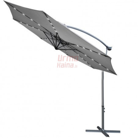 Lauko skėtis su LED, 350 cm, pilkas (Prekė su defektu 9903028)