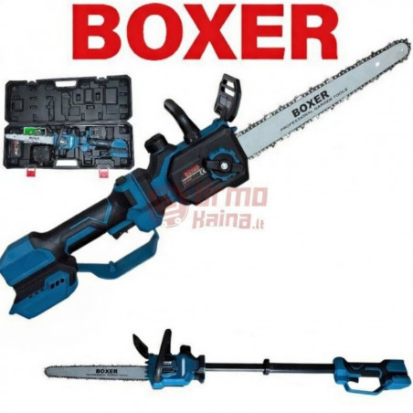 Akumuliatorinis grandininis pjūklas BOXER BX3439E su tepimu ir reguliuojama rankena, 12"