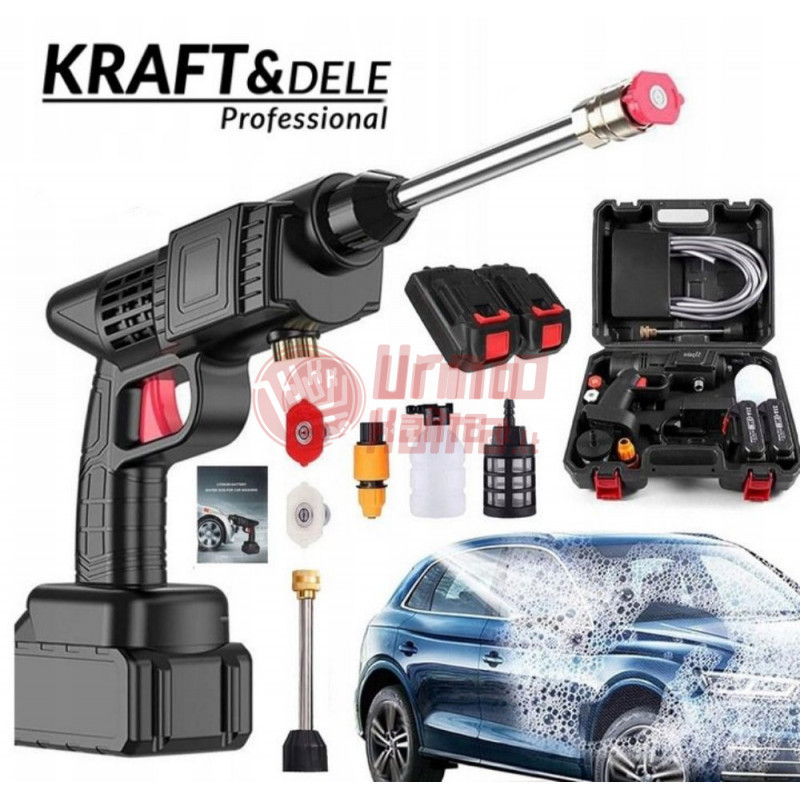 Akumuliatorinis aukšto slėgio plovimo įrenginys KRAFT&DELE KD663, 2 akumuliatoriai, kroviklis + priedai