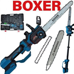 Akumuliatorinis grandininis pjūklas BOXER BX3439E su tepimu ir reguliuojama rankena, 12"
