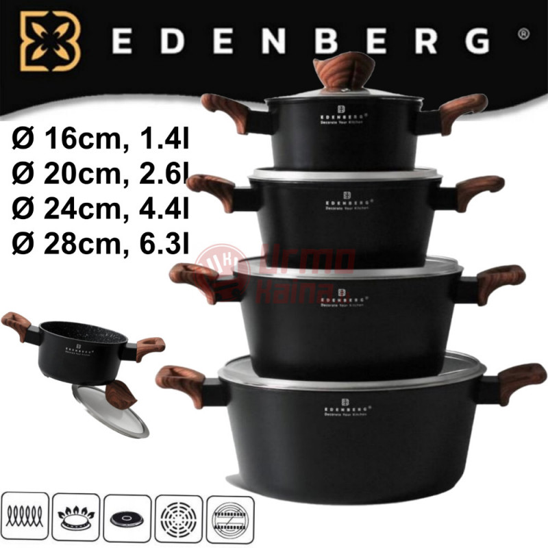 EDENBERG akmens masės 8 dalių puodų rinkinys EB-7431