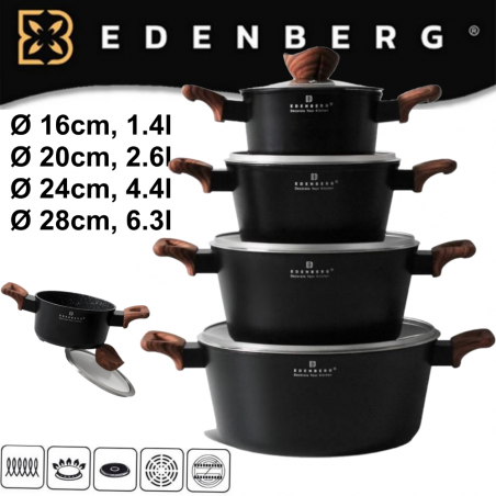 EDENBERG akmens masės 8 dalių puodų rinkinys EB-7431