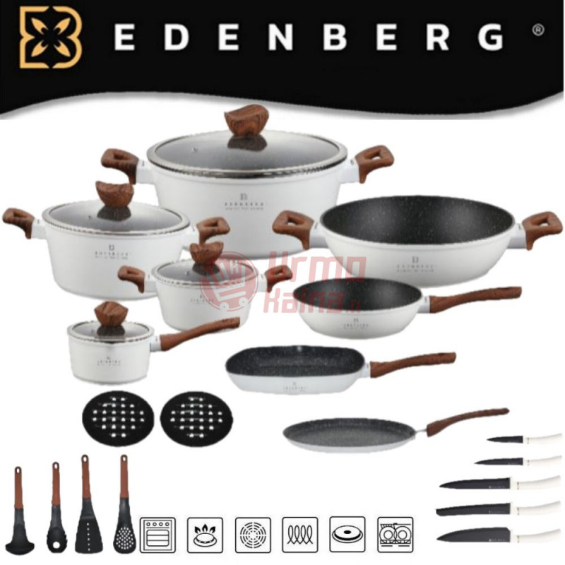 EDENBERG akmens masės 23 dalių puodų rinkinys EB-5603