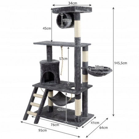 Kačių draskyklė PR03 141 cm pilka (Prekė su defektu 9903034)