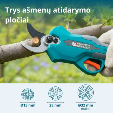 Akumuliatorinės genėjimo žirklės – sekatorius V1 15-32 mm KÖNNER & SÖHNEN