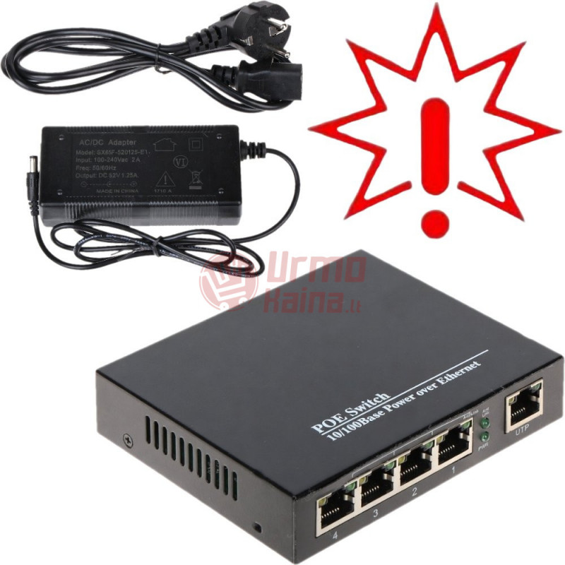 Šakotuvas TST SWITCH POE SPS-4P/1 (Prekė su defektu 9903100)