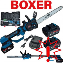 Akumuliatorinis grandininis pjūklas BOXER BX3439 su tepimu ir reguliuojama rankena, 12" (Prekė su defektu 9903114)