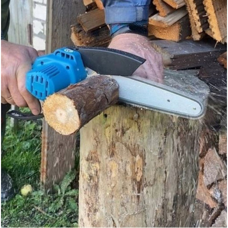 Akumuliatorinis grandininis genėjimo pjūklas su grandinės tepimu MEISTER MS-007 + 2 akumuliatoriai, 6" + 8"