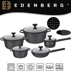 EDENBERG akmens masės 12 dalių puodų rinkinys EB-5652