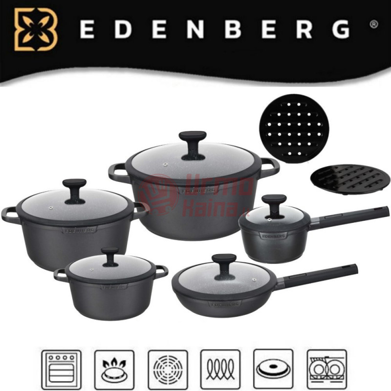 EDENBERG akmens masės 12 dalių puodų rinkinys EB-5652