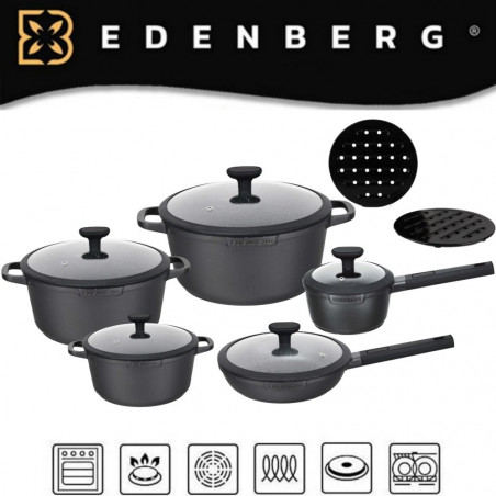 EDENBERG akmens masės 12 dalių puodų rinkinys EB-5652
