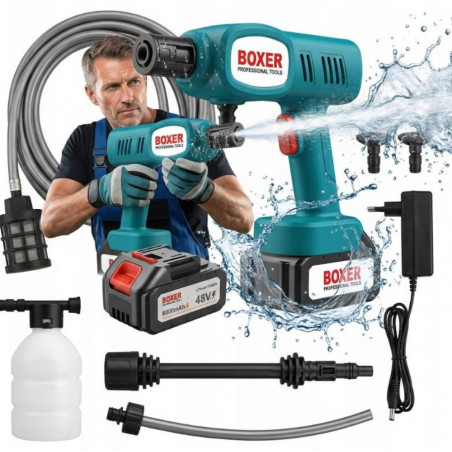 Akumuliatorinis aukšto slėgio plovimo įrenginys BOXER BX7011 550 W, 2 akumuliatoriai + kroviklis
