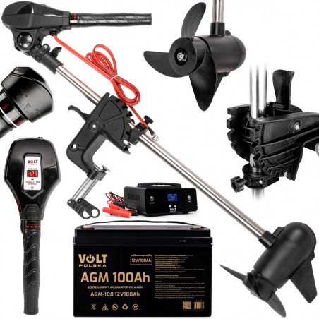 Bešepetėlis elektrinis valties variklis Turbo-T DUO 12/24V + akumuliatorius 100 Ah, 12V ir kroviklis 15A, 12/24V