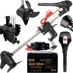 Bešepetėlis elektrinis valties variklis Turbo-T DUO 12/24V + akumuliatorius 100 Ah, 12V ir kroviklis 15A, 12/24V