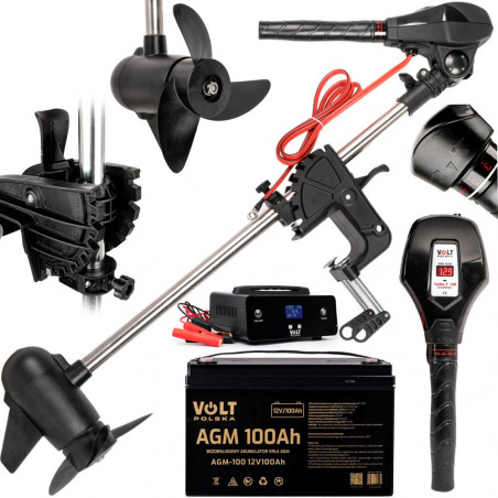 Bešepetėlis elektrinis valties variklis Turbo-T DUO 12/24V + akumuliatorius 100 Ah, 12V ir kroviklis 15A, 12/24V