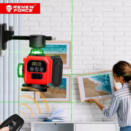 Linijinis lazerinis nivelyras 4D, 16 eilučių 360° RED01