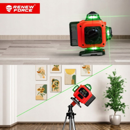 Linijinis lazerinis nivelyras 4D, 16 eilučių 360° RED01