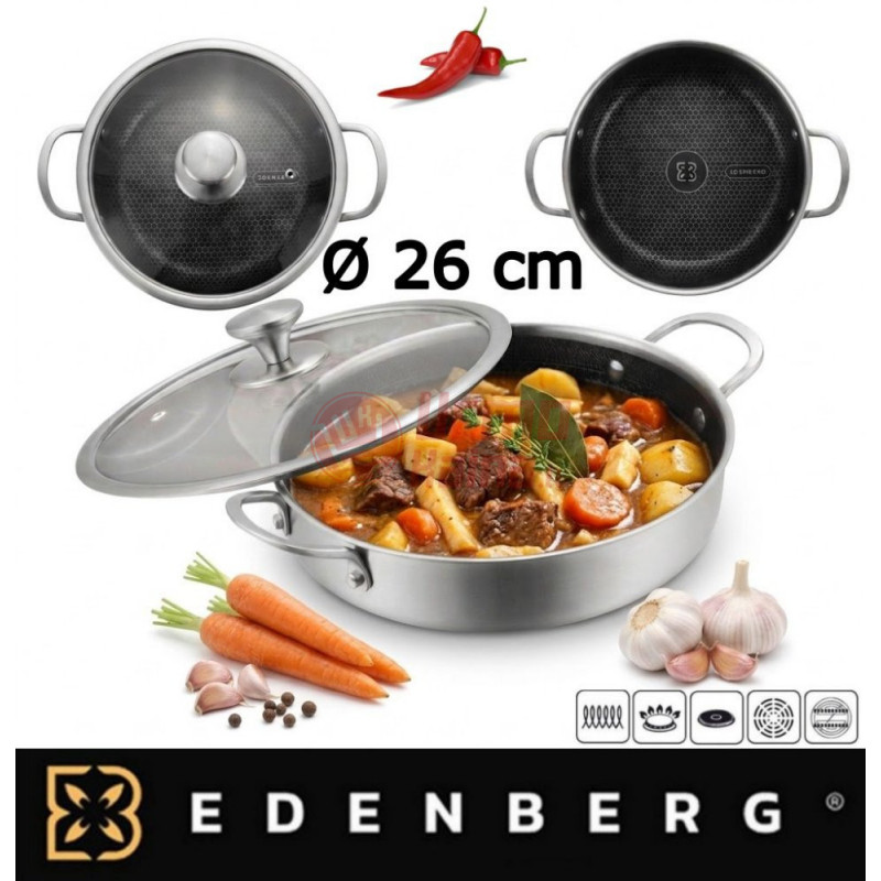 EDENBERG keptuvė-troškintuvas su dangčiu 26 cm EB-7677
