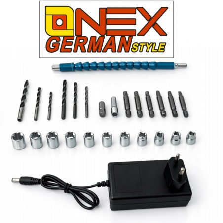 Akumuliatorinis suktuvas-gręžtuvas ONEX OX5101 + priedai