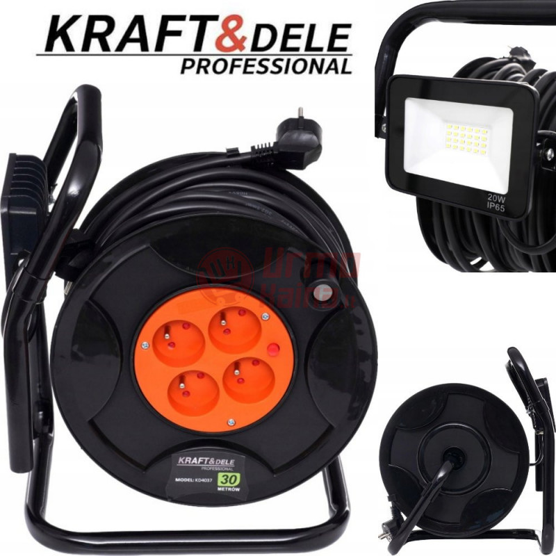 Ilgintuvas su plastikine rite 30 m + 20w LED šviestuvas KRAFT&DELE KD3127