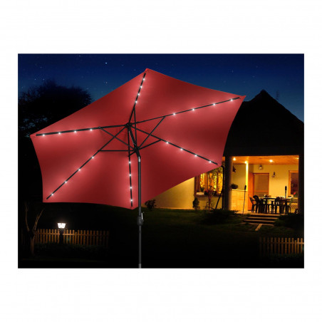 Stovintis sodo skėtis - 300 cm - raudonas - LED