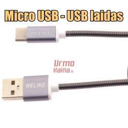 Micro USB laidas, 1 m, TLA 03, Metal