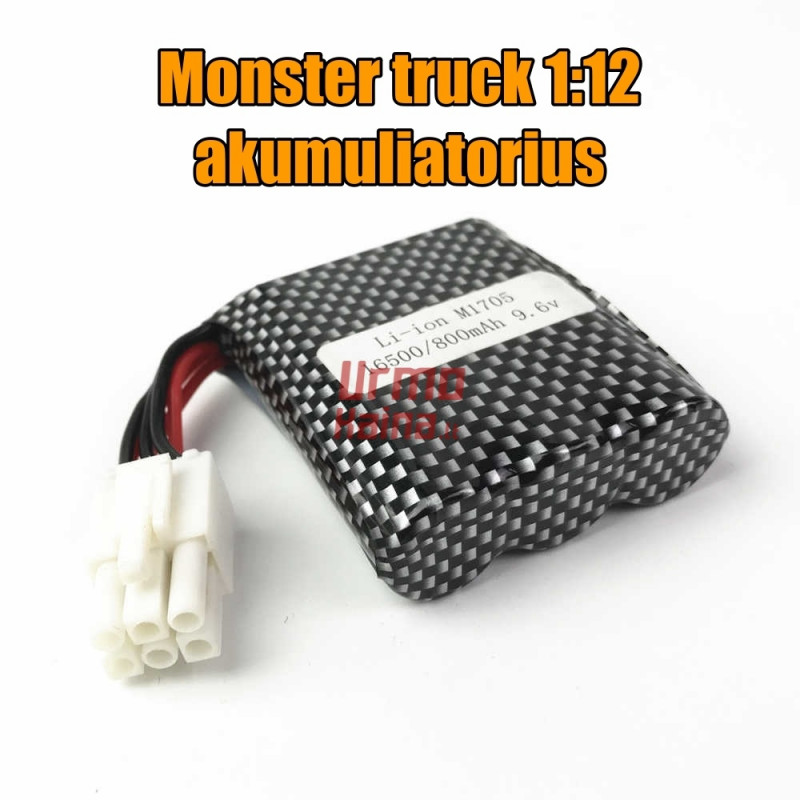 RC mašinėlės Monster Truck 1:12 akumuliatorius