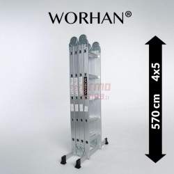 Sulankstomos daugiafunkcinės aliumininės kopėčios WORHAN 570 cm | WH5.7
