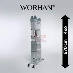 Sulankstomos daugiafunkcinės aliumininės kopėčios WORHAN 670 cm | WH6.7