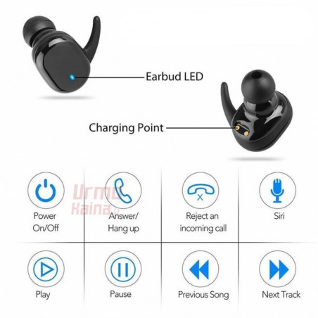 Bevielės Bluetooth ausinės TWS 5.0 Plus