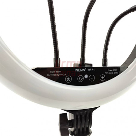 Žiedinė LED lempa LS35 100W su trikoju stovu ir pulteliu