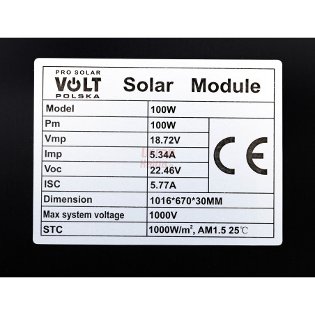 Saulės elektrinės rinkinys VOLT 100 W 12 V