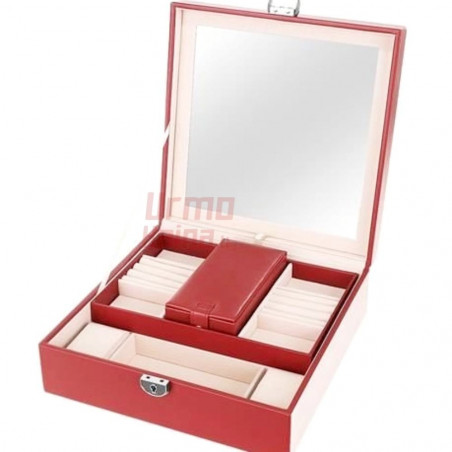 Papuošalų dėžutė su veidrodžiu PD11 Raudona