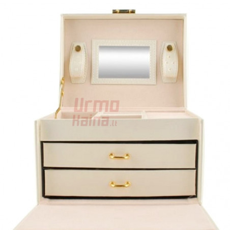 Papuošalų dėžutė su veidrodžiu PD10 Smėlio spalva