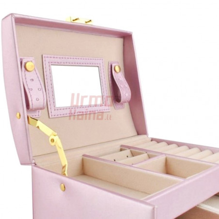 Papuošalų dėžutė su veidrodžiu PD10 Rožinė
