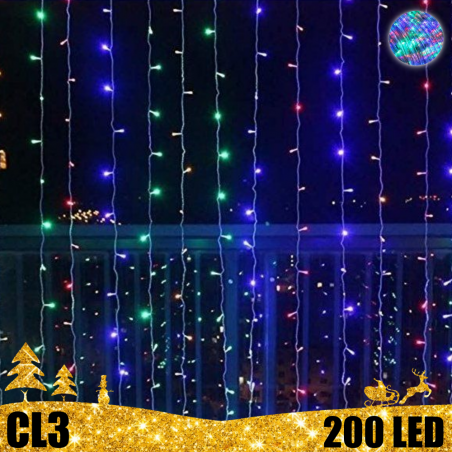 200 LED 3x3 RGB girlianda Užuolaida - Krioklys USB CL3